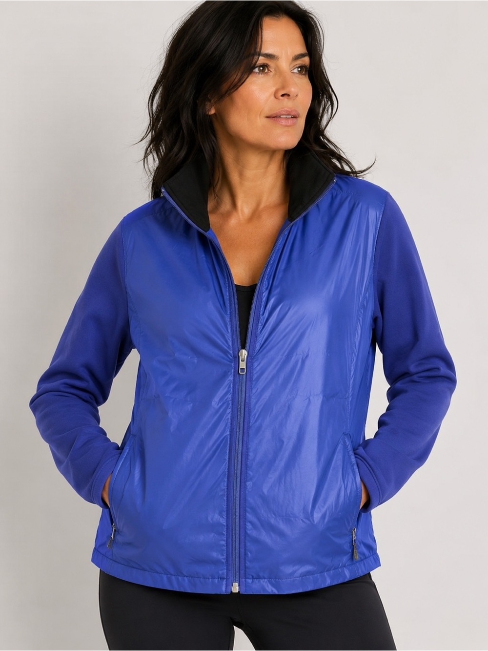 Spyder Women's Blue Jacket with black collar size 16/48